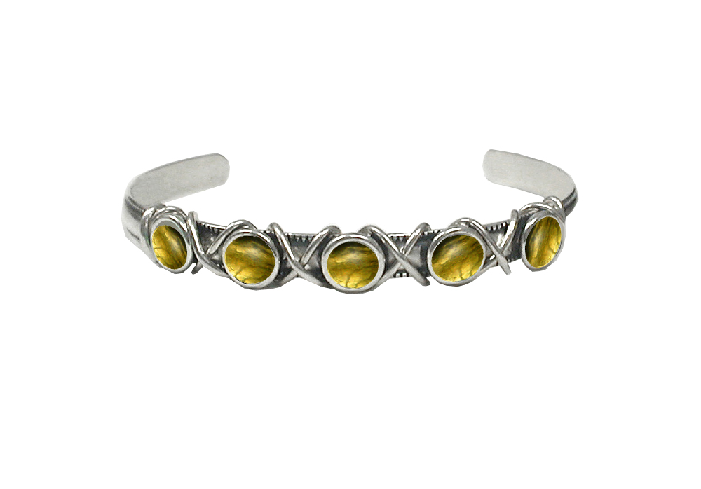 Sterling Silver Cuff Bracelet With Citrine